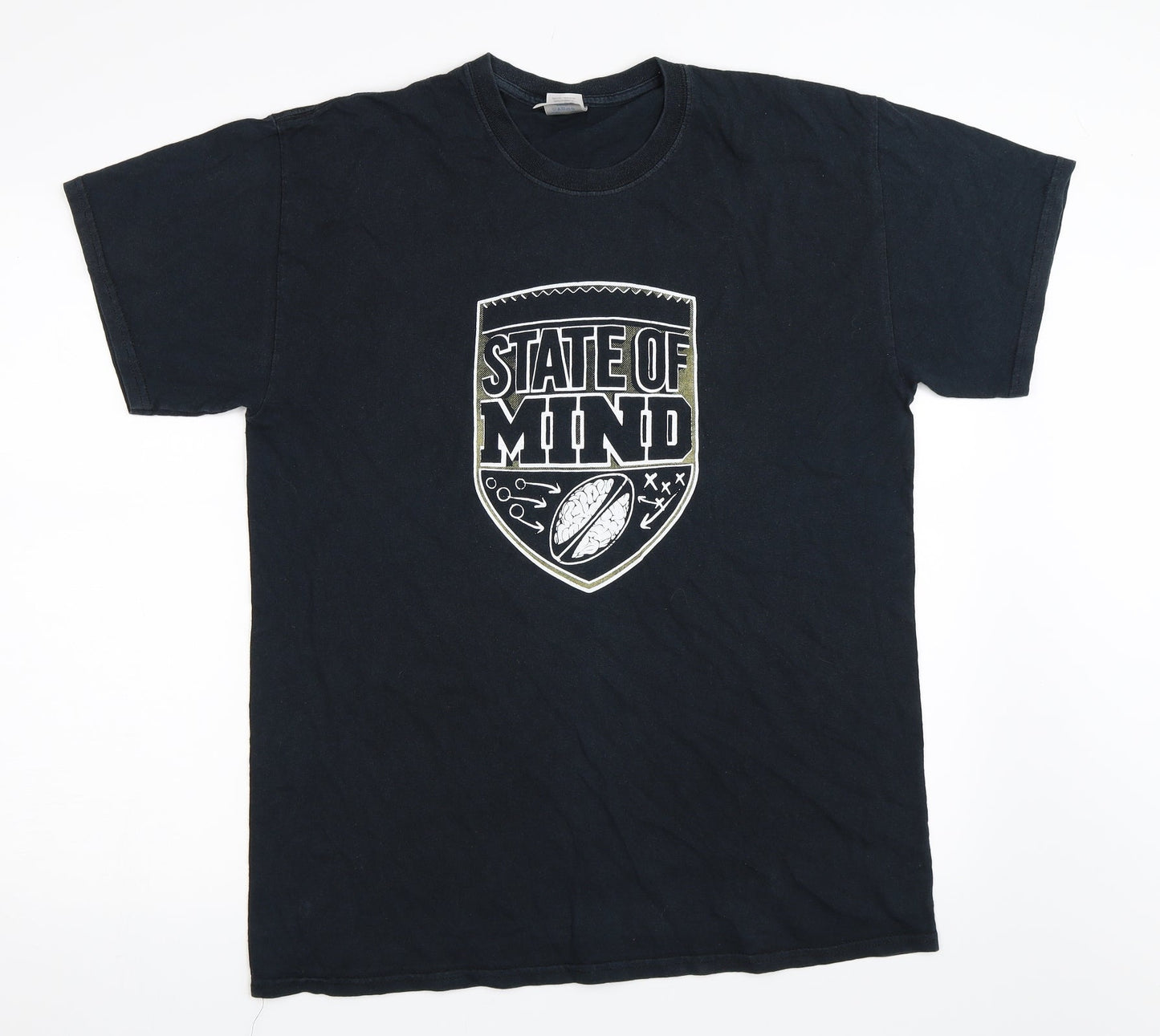 Mens UK Size L Gildan Black  T-Shirt
