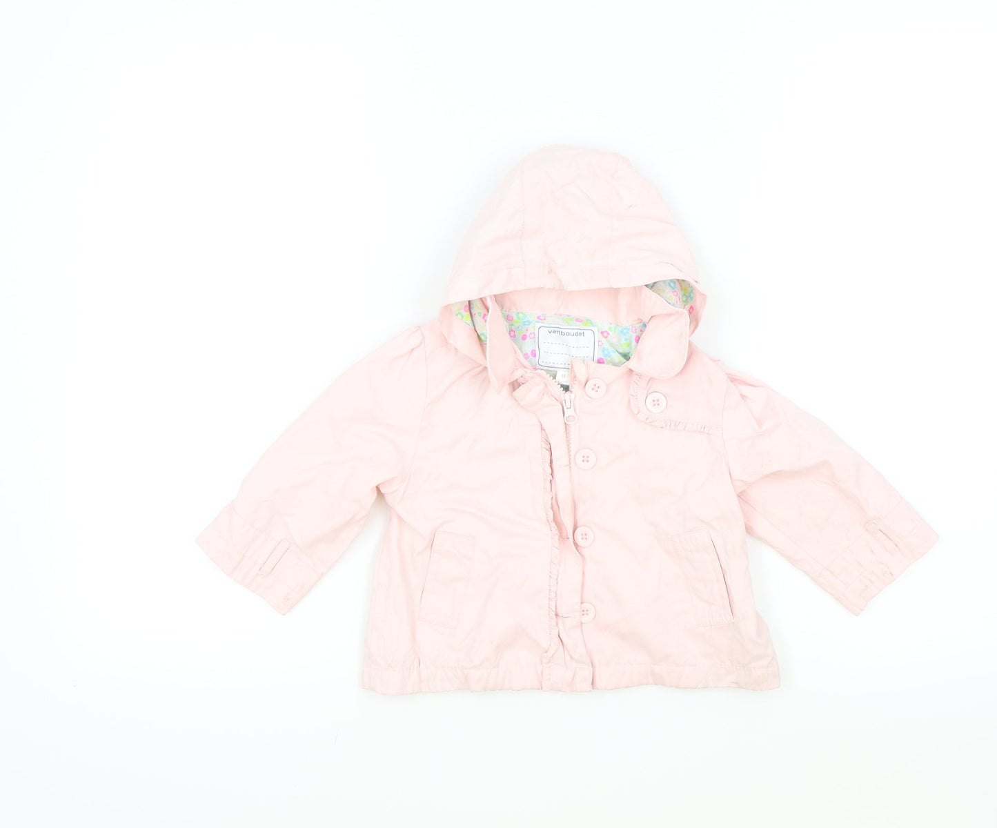 Vertbaudet Girls Pink Colourblock  Anorak Jacket Size 2 Years