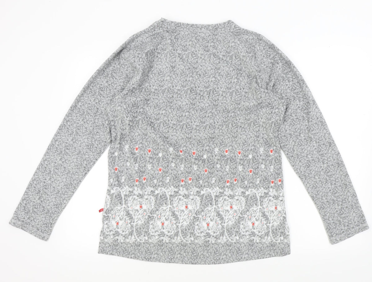 KAY Womens Grey Geometric  Pullover Jumper Size L
