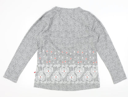 KAY Womens Grey Geometric  Pullover Jumper Size L