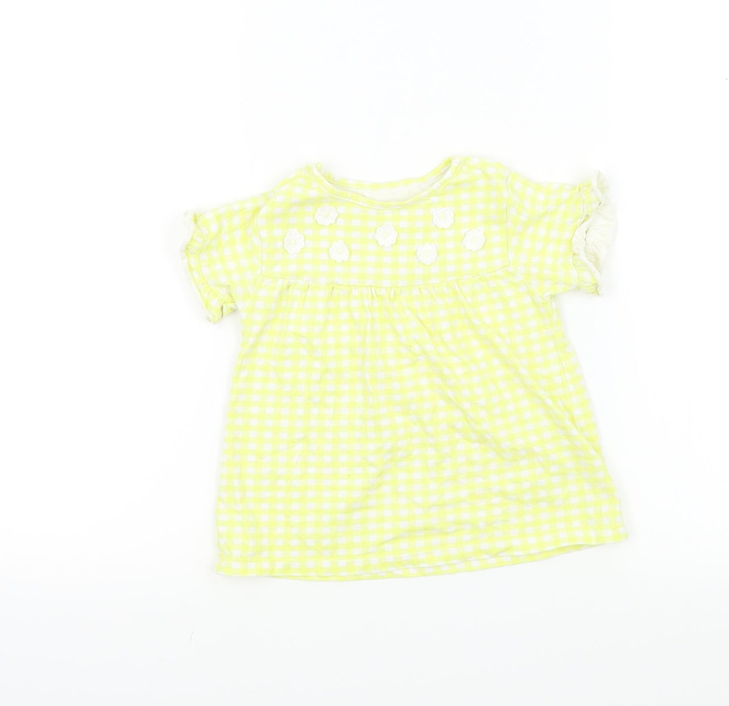 Nutmeg Girls Yellow Check  Basic T-Shirt Size 18-24 Months  - Frill Sleeves