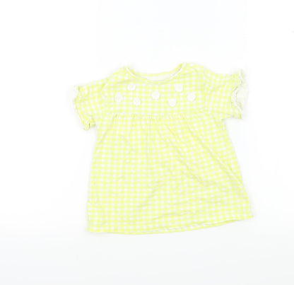 Nutmeg Girls Yellow Check  Basic T-Shirt Size 18-24 Months  - Frill Sleeves