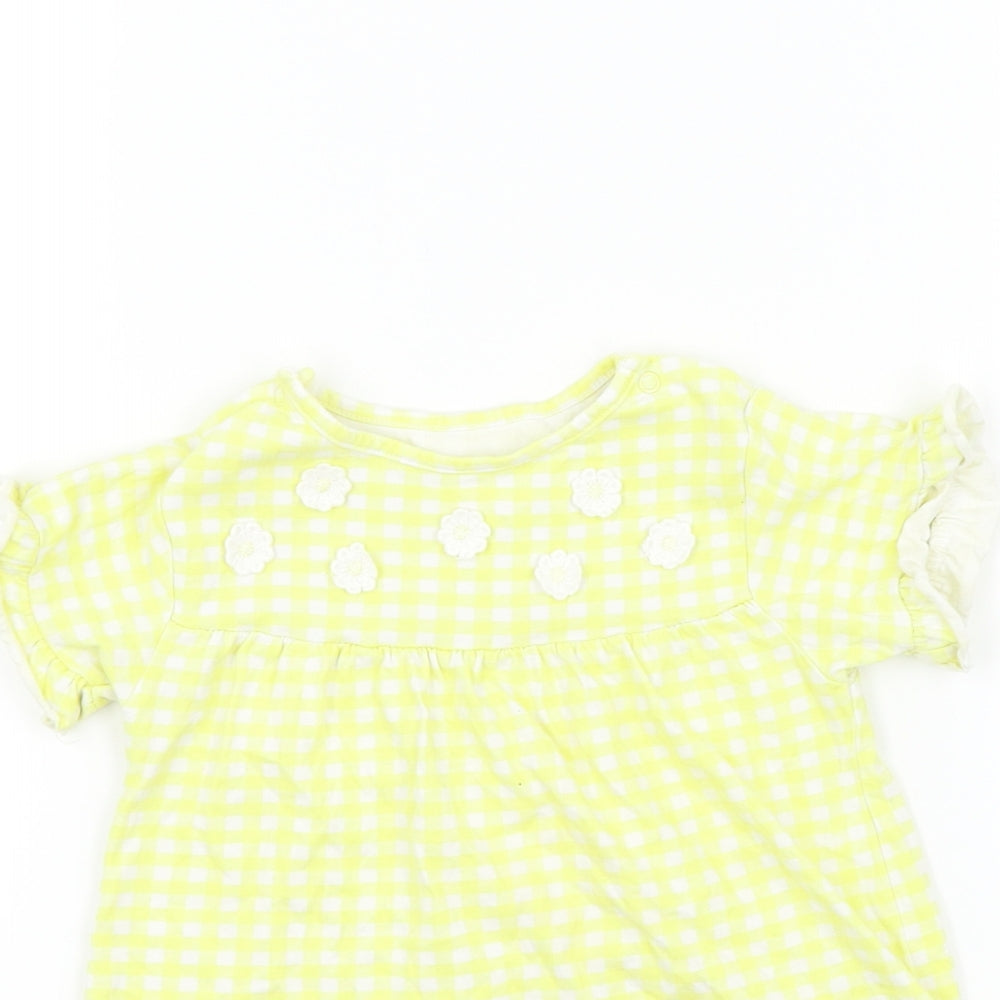 Nutmeg Girls Yellow Check  Basic T-Shirt Size 18-24 Months  - Frill Sleeves