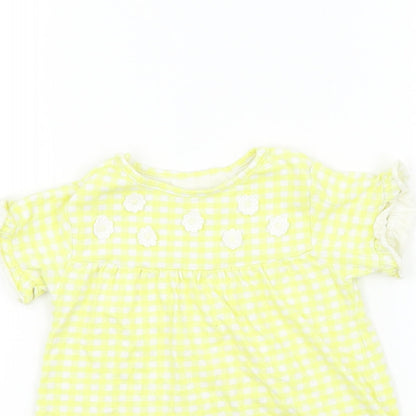 Nutmeg Girls Yellow Check  Basic T-Shirt Size 18-24 Months  - Frill Sleeves