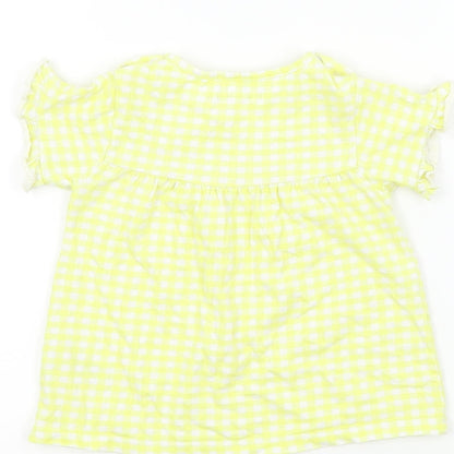 Nutmeg Girls Yellow Check  Basic T-Shirt Size 18-24 Months  - Frill Sleeves