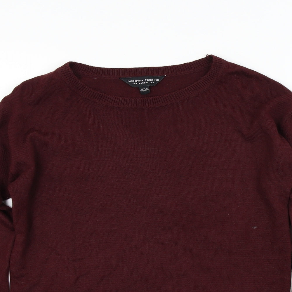 Dorothy Perkins Womens Red   Pullover Jumper Size 8  - flair sleeves