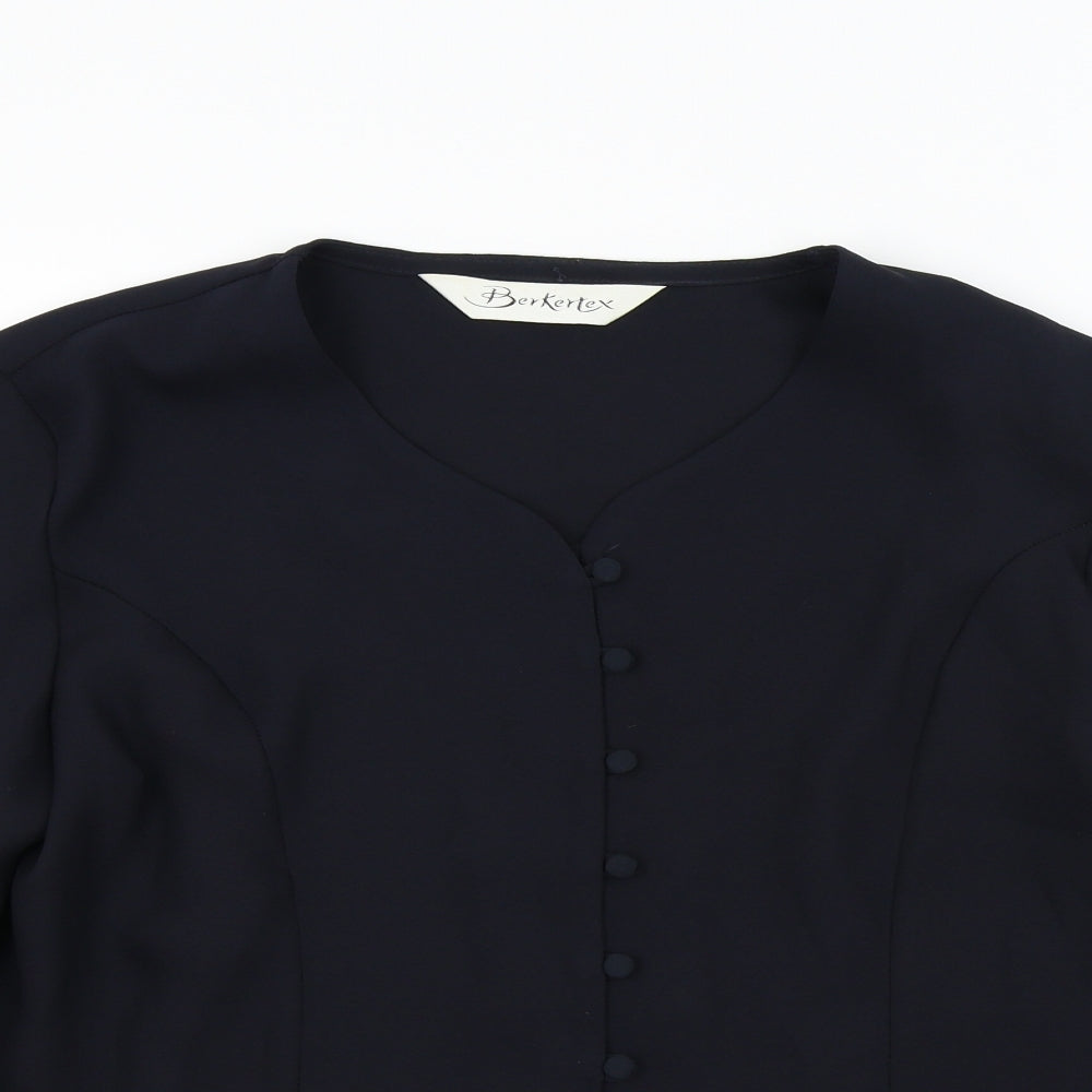Womens UK Size 18 Berkertex Blue Basic Button-Up
