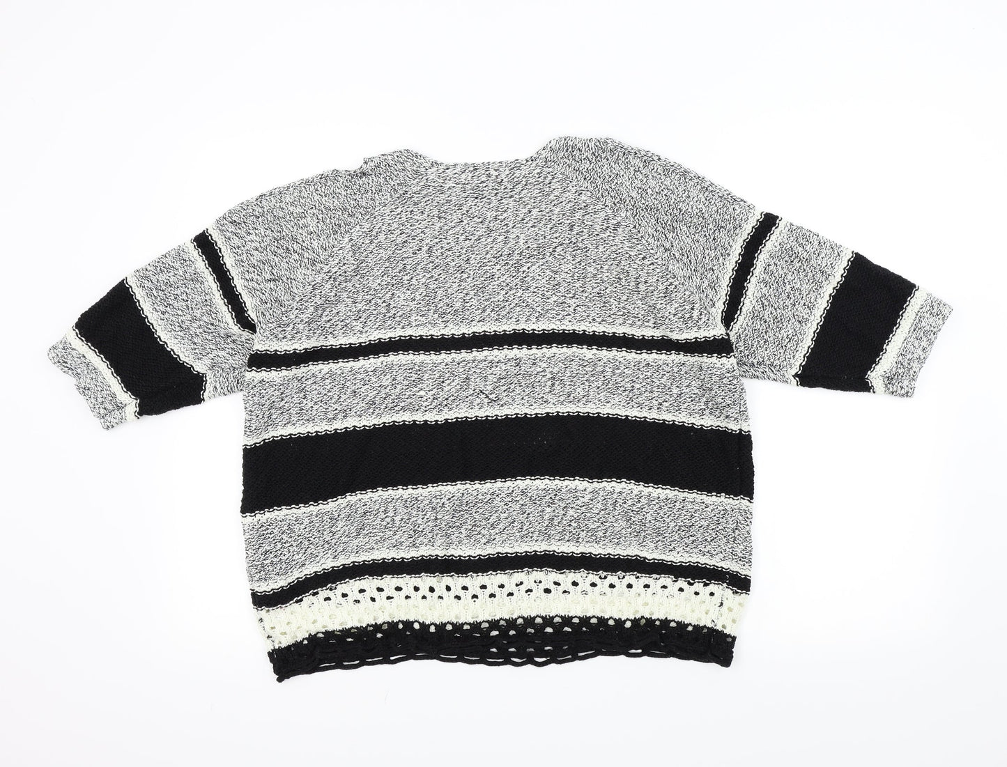F&F Womens Black Striped  Pullover Jumper Size 14  - Open Shoulders