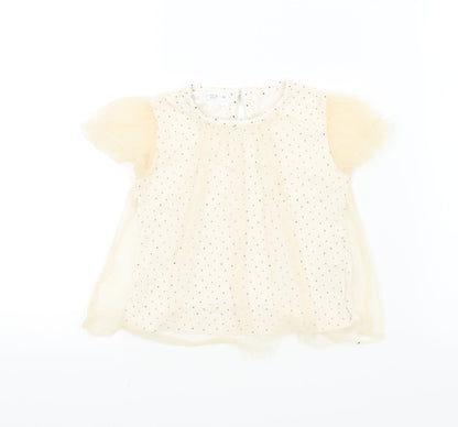 Zara Girls Beige Spotted  Basic Blouse Size 12-18 Months  - LACE TOP