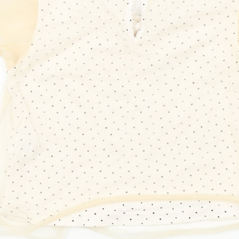 Zara Girls Beige Spotted  Basic Blouse Size 12-18 Months  - LACE TOP