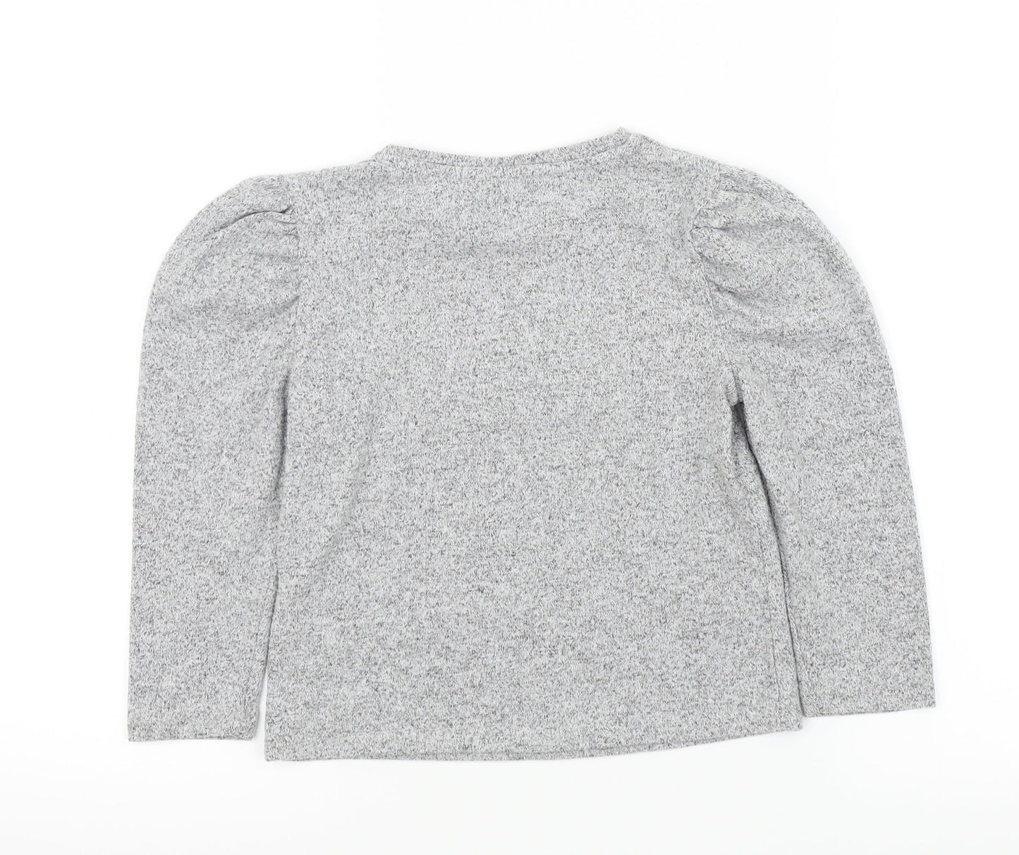 George Girls Grey   Henley Jumper Size 7 Years  - Pearl Detail