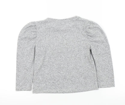 George Girls Grey   Henley Jumper Size 7 Years  - Pearl Detail