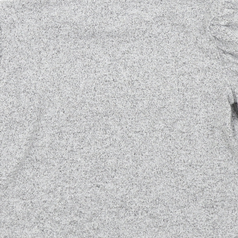 George Girls Grey   Henley Jumper Size 7 Years  - Pearl Detail