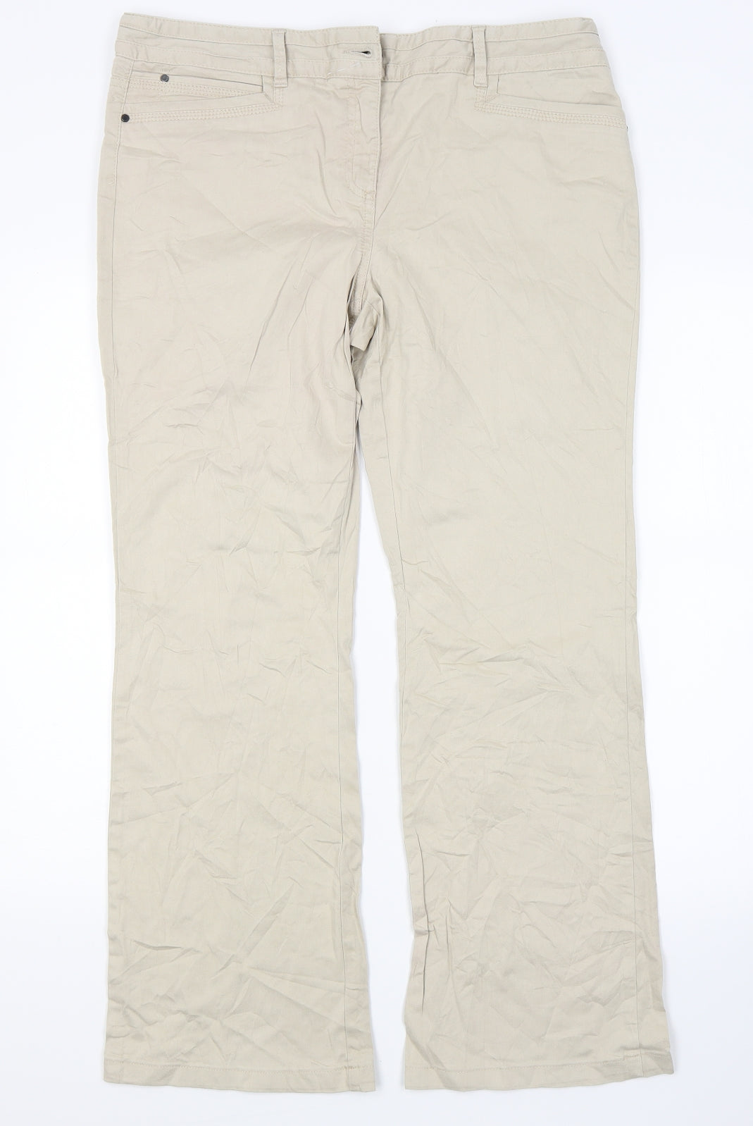 Womens UK Size 14 Marks and Spencer Regular Fit  Beige Trousers