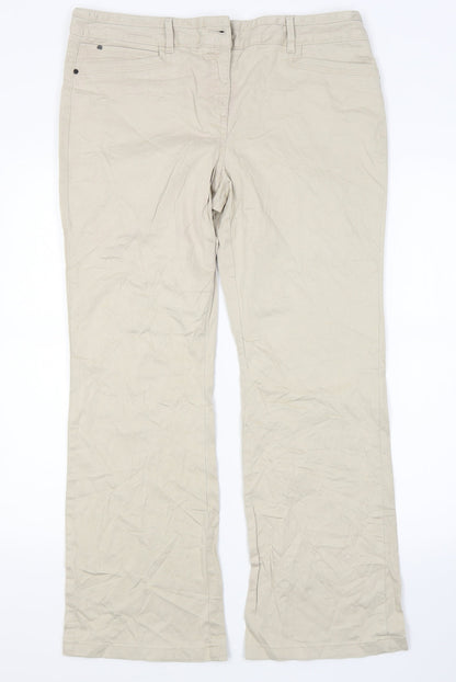 Womens UK Size 14 Marks and Spencer Regular Fit  Beige Trousers