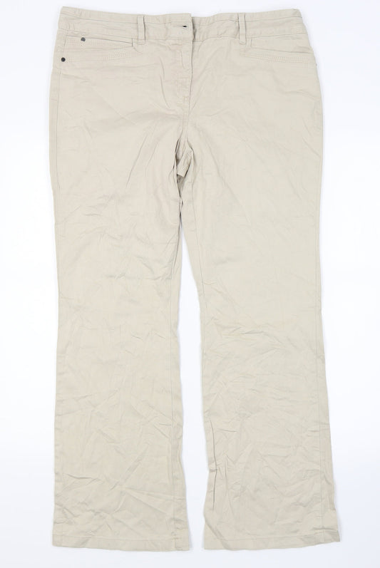 Womens UK Size 14 Marks and Spencer Regular Fit  Beige Trousers