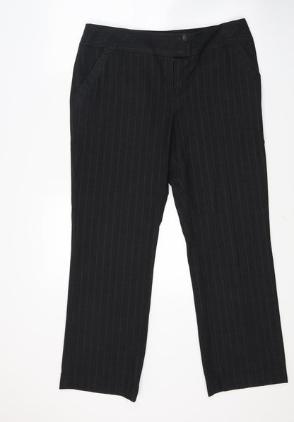 F&F Womens Black Striped  Trousers  Size 14 L28 in
