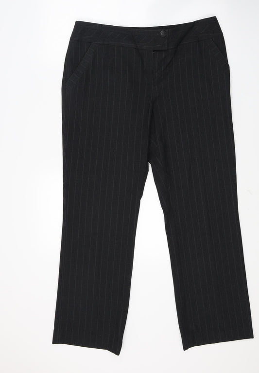 F&F Womens Black Striped  Trousers  Size 14 L28 in