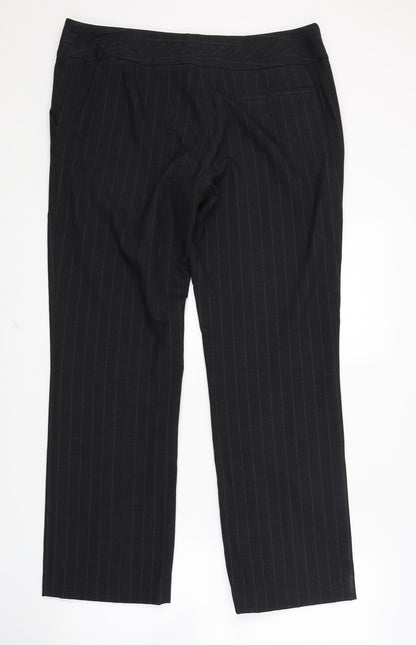 F&F Womens Black Striped  Trousers  Size 14 L28 in