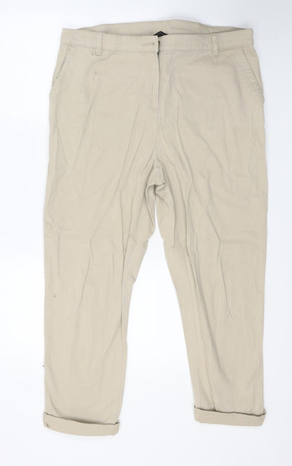 Womens UK Size 16 Peacocks Regular Fit Chino Beige Trousers