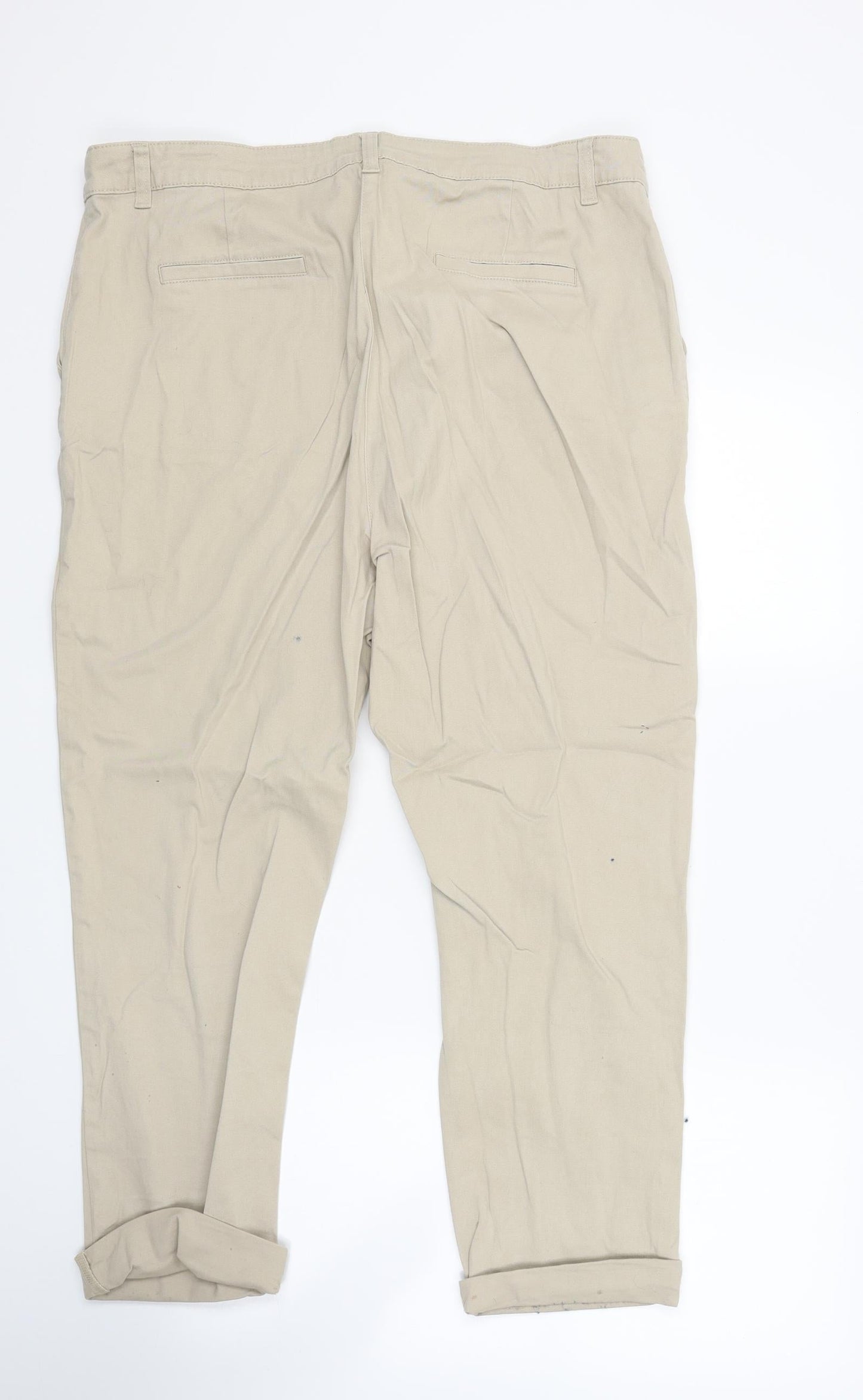 Womens UK Size 16 Peacocks Regular Fit Chino Beige Trousers