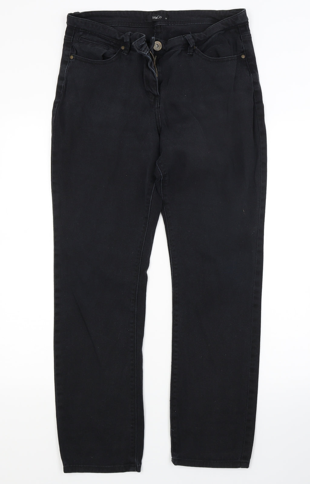 M&Co Womens Black  Denim Skinny Jeans Size 12 L20 in