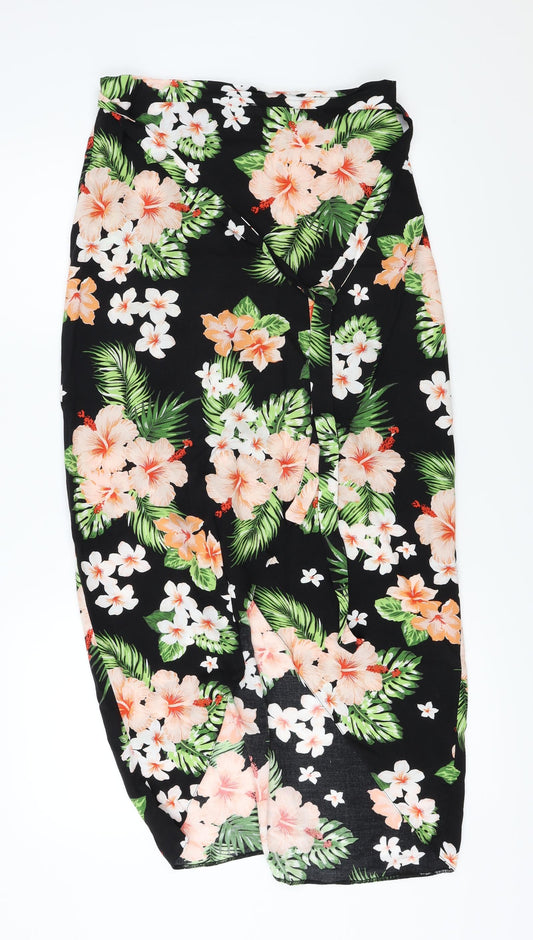 George  Womens Black Floral  A-Line Skirt Size 28 in