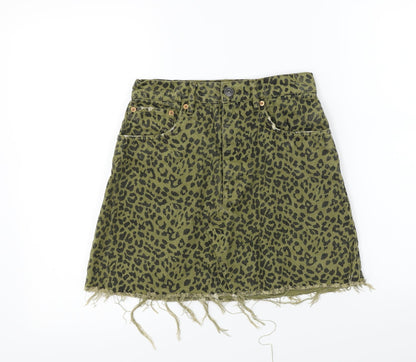 Zara  Womens Green Animal Print  A-Line Skirt Size XS