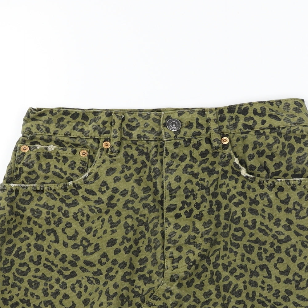 Zara  Womens Green Animal Print  A-Line Skirt Size XS