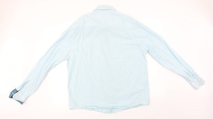 Mens UK Size XL Easy Blue  Button-Up Long Sleeve Casual Shirt