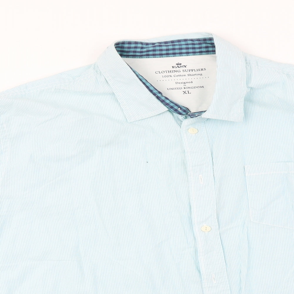Mens UK Size XL Easy Blue  Button-Up Long Sleeve Casual Shirt