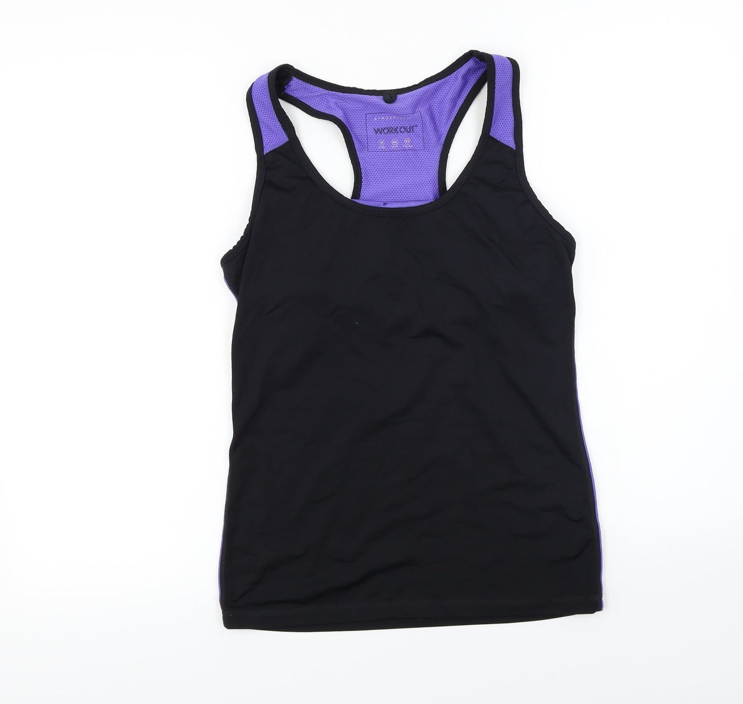 Womens UK Size 16 WORKOUT Black Basic T-Shirt