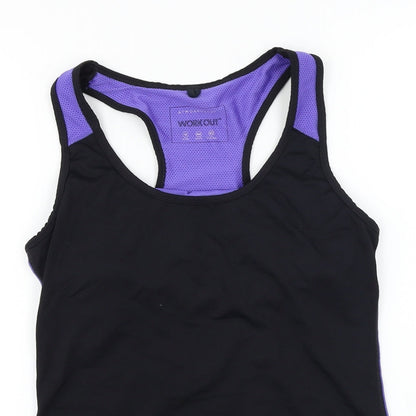 Womens UK Size 16 WORKOUT Black Basic T-Shirt