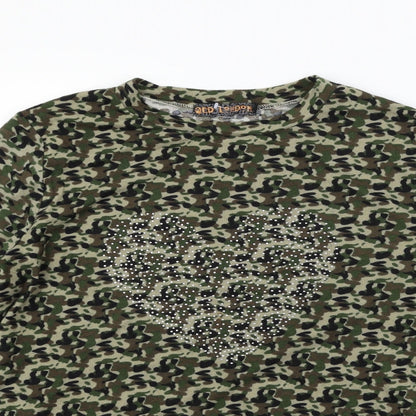 QED London Womens Green Geometric  Pullover Jumper Size L  - heart jewels