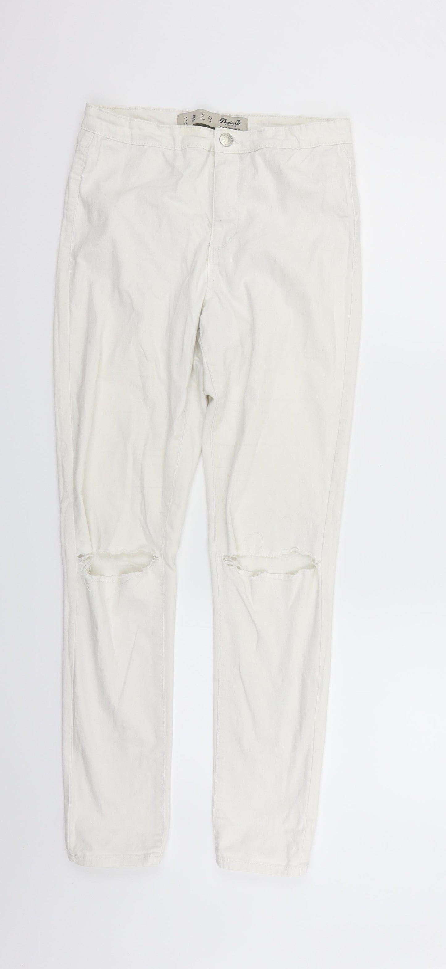 Womens UK Size 10 deniem & co Regular Fit  White Trousers