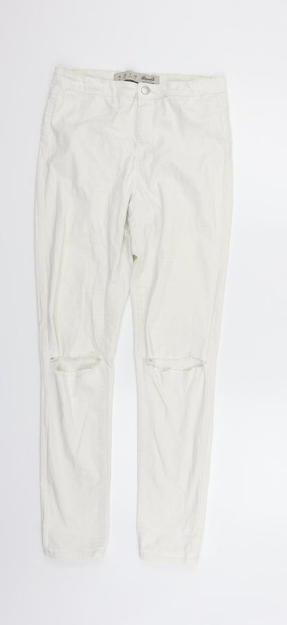 Womens UK Size 10 deniem & co Regular Fit  White Trousers