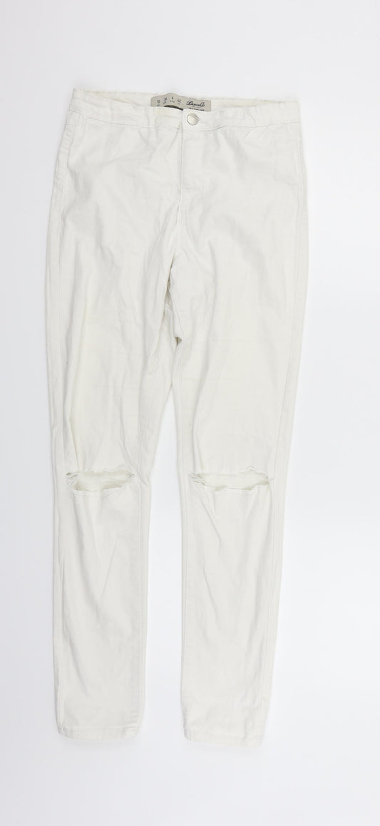 Womens UK Size 10 deniem & co Regular Fit  White Trousers