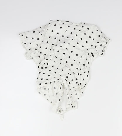 Primark Girls White Polka Dot  Basic Blouse Size 8-9 Years