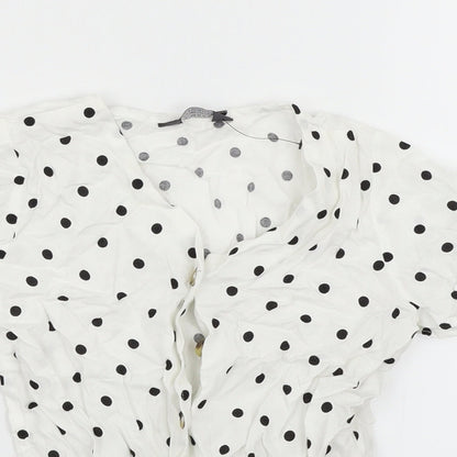 Primark Girls White Polka Dot  Basic Blouse Size 8-9 Years