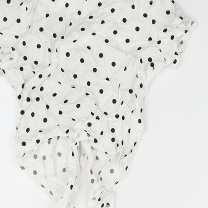 Primark Girls White Polka Dot  Basic Blouse Size 8-9 Years