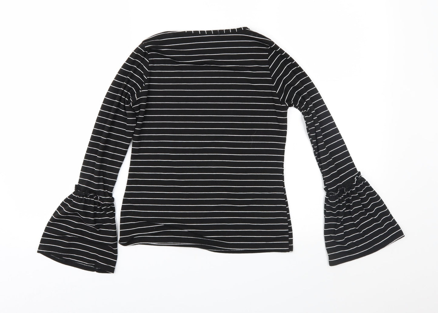 Boohoo Womens Black Striped Jersey Basic Blouse Size 6