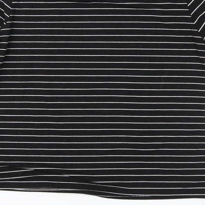 Boohoo Womens Black Striped Jersey Basic Blouse Size 6