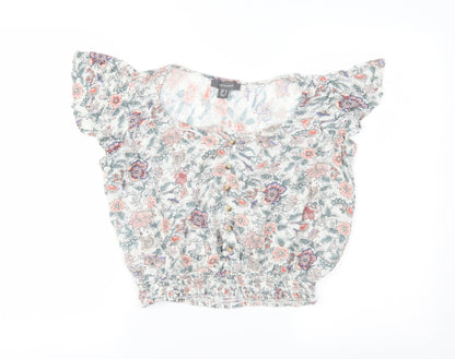 Primark Womens Ivory Floral  Basic Blouse Size 12