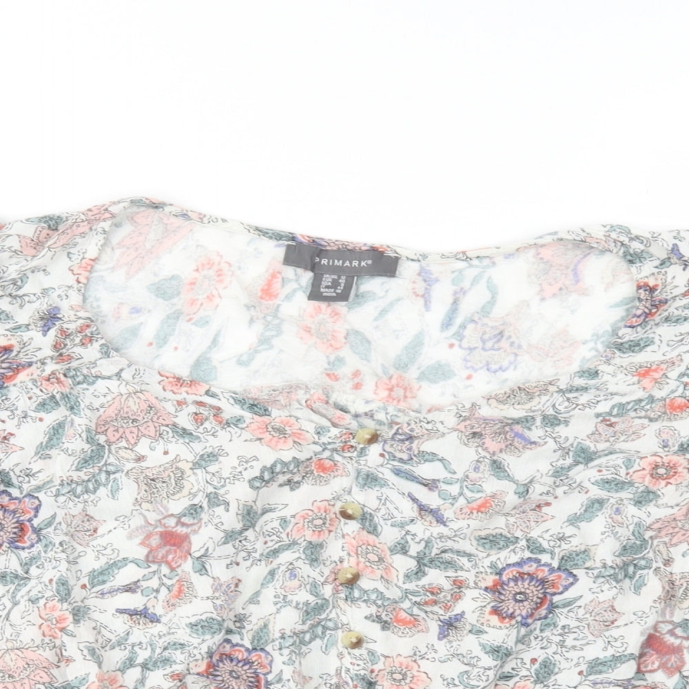 Primark Womens Ivory Floral  Basic Blouse Size 12