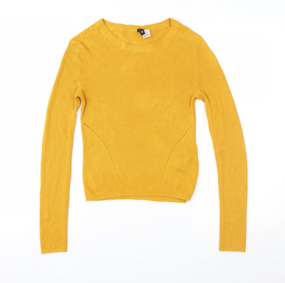 Divided Womens Yellow  Knit Pullover Jumper Size S