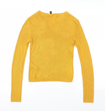 Divided Womens Yellow  Knit Pullover Jumper Size S