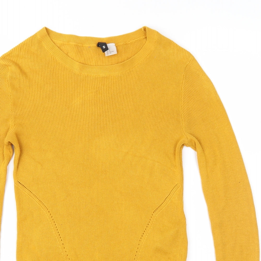 Divided Womens Yellow  Knit Pullover Jumper Size S