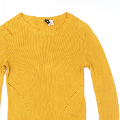 Divided Womens Yellow  Knit Pullover Jumper Size S