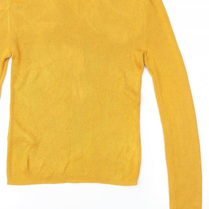 Divided Womens Yellow  Knit Pullover Jumper Size S