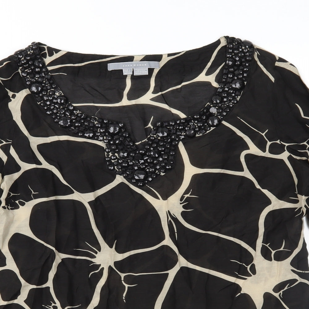 Womens UK Size L Zara Brown Basic Blouse